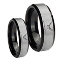 Silver Black US Air Force 2 Tone Tungsten Matching Ring Set