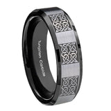 10mm-Multiple-Crosses-Beveled-Edges-Brushed-Silver-Black-Tungsten-Promise-Ring