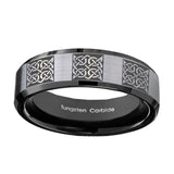 10mm-Multiple-Crosses-Beveled-Edges-Brushed-Silver-Black-Tungsten-Promise-Ring