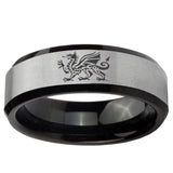 5, 8mm Dragon Beveled Edge Brush Black 2 Tone Tungsten Ring