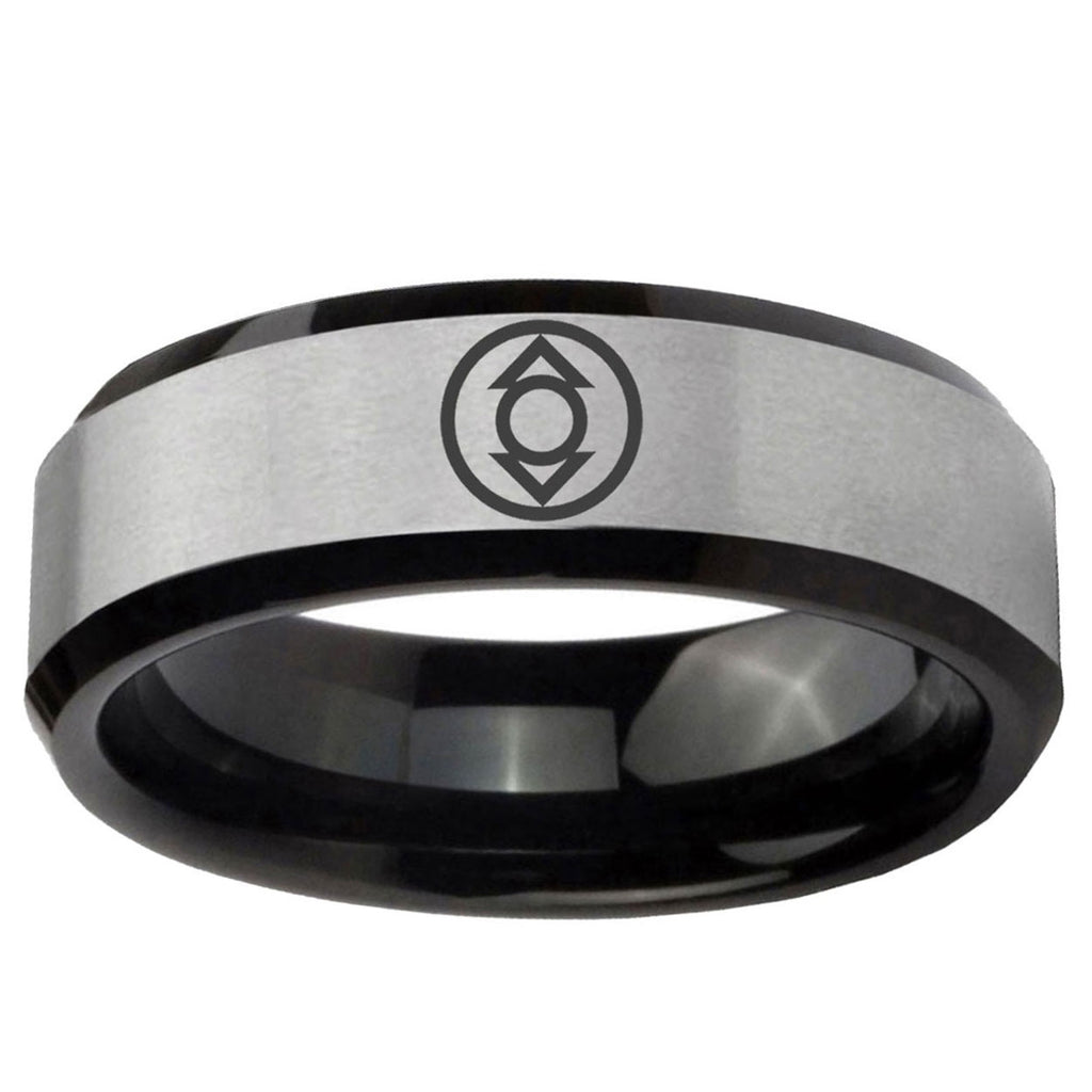 5mm Indigo Lanterns Two-Tone Beveled Gray Black Tungsten Wedding Ring