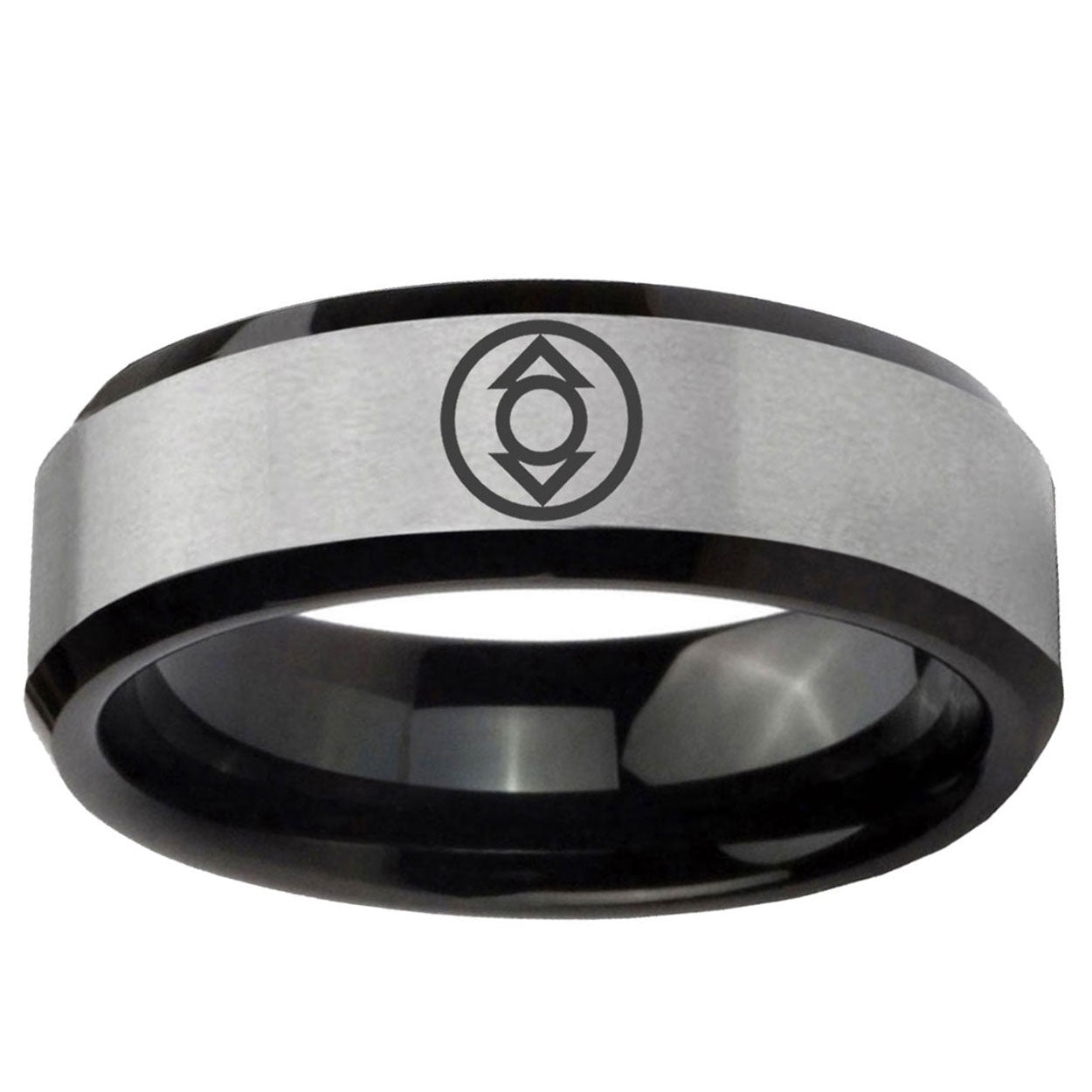 5mm Indigo Lanterns Two-Tone Beveled Gray Black Tungsten Wedding Ring