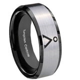 10mm-Stargate-Beveled-Edges-Brushed-Silver-Black-Tungsten-Engagement-Ring