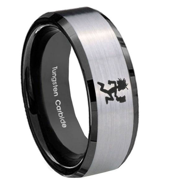 10mm-Hatchet-Man-Beveled-Brushed-Silver-Black-Tungsten-Men's-Engagement-Band