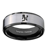 10mm-Hatchet-Man-Beveled-Brushed-Silver-Black-Tungsten-Men's-Engagement-Band