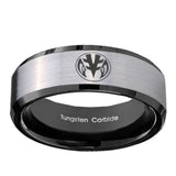 10mm-Love-Power-Rangers-Beveled-Brushed-Silver-Black-Tungsten-Anniversary-Ring
