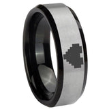 His Hers Silver Black Zelda Heart 2 Tone Tungsten Carbide Wedding Rings Set