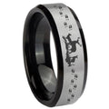 10mm Deer Hunting Beveled Brushed Silver Black Tungsten Custom Mens Ring