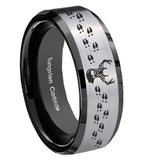 10mm-Deer-Antler-Beveled-Brushed-Silver-Black-Tungsten-Custom-Mens-Ring