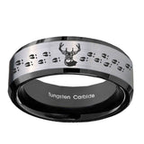 10mm-Deer-Antler-Beveled-Brushed-Silver-Black-Tungsten-Custom-Mens-Ring