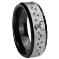 10mm Deer Antler Beveled Brushed Silver Black Tungsten Custom Mens Ring