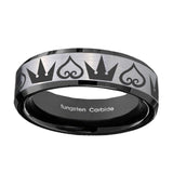 10mm-Hearts-and-Crowns-Beveled-Edges-Brushed-Silver-Black-Tungsten-Bands-Ring