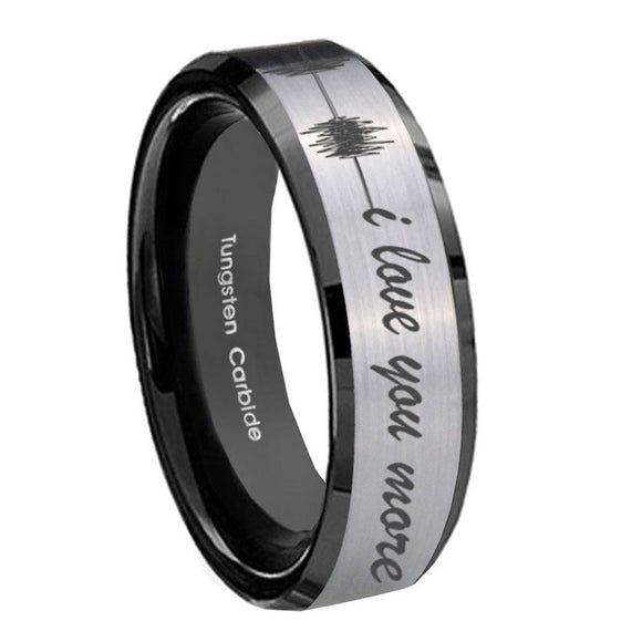 8mm-Sound-Wave-I-love-you-more-Beveled-Brush-Black-2-Tone-Tungsten-Men's-Ring