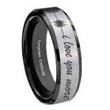 8mm-Sound-Wave-I-love-you-more-Beveled-Brush-Black-2-Tone-Tungsten-Men's-Ring