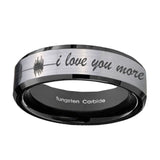8mm-Sound-Wave-I-love-you-more-Beveled-Brush-Black-2-Tone-Tungsten-Men's-Ring