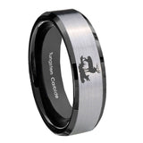 10mm-Deer-Hunting-Beveled-Edges-Brushed-Silver-Black-Tungsten-Men's-Band-Ring