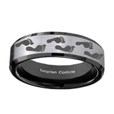 10mm-Foot-Print-Beveled-Edges-Brushed-Silver-Black-Tungsten-Wedding-Band-Mens