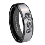 10mm-Dragon-Beveled-Edges-Brushed-Silver-Black-Tungsten-Carbide-Mens-Bands-Ring
