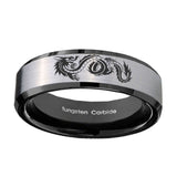 10mm-Dragon-Beveled-Edges-Brushed-Silver-Black-Tungsten-Carbide-Mens-Bands-Ring