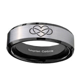 8mm-Infinity-Love-Beveled-Edges-Brush-Black-2-Tone-Tungsten-Men's-Wedding-Band