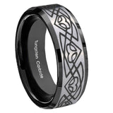 10mm-Celtic-Braided-Beveled-Brushed-Silver-Black-Tungsten-Custom-Mens-Ring