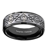 10mm-Celtic-Braided-Beveled-Brushed-Silver-Black-Tungsten-Custom-Mens-Ring
