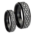 Celtic Knot Beveled Brush Black 2 Tone Tungsten His And Hers Ring