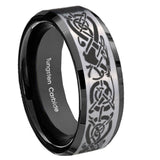 8mm-Celtic-Knot-Dragon-Beveled-Brush-Black-2-Tone-Tungsten-Mens-Promise-Ring