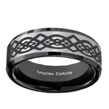 10mm-Celtic-Knot-Beveled-Edges-Brushed-Silver-Black-Tungsten-Mens-Wedding-Ring