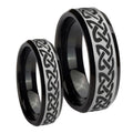 Celtic Knot Love Beveled Brush Black 2 Tone Tungsten Wedding Ring Sets