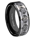 10mm-Celtic-Knot-Heart-Beveled-Brushed-Silver-Black-Tungsten-Custom-Mens-Ring
