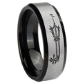 8mm Geekery Oathkeeper Kingdom Hearts Two-Tone Beveled Gray Black Tungsten Wedding Ring