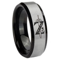 8mm Zelda Breath Of The Wild Two-Tone Beveled Gray Black Tungsten Wedding Ring