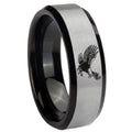8mm Flying American Eagle Two-Tone Beveled Gray Black Tungsten Wedding Ring
