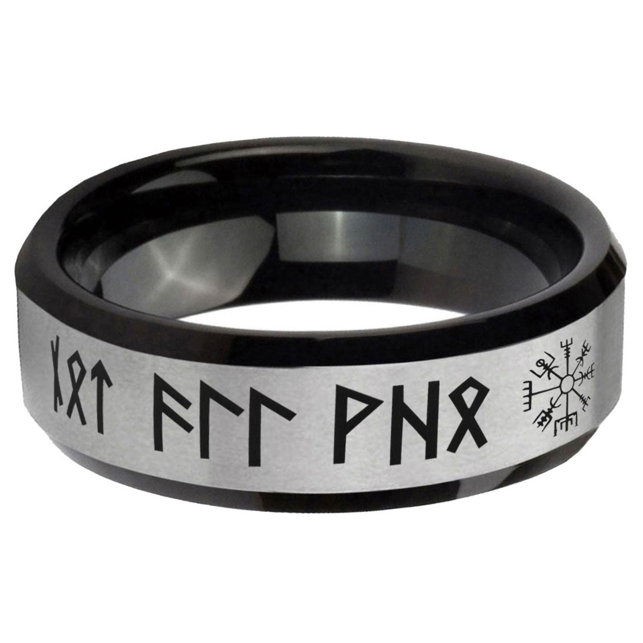 5mm Viking Two-Tone Beveled Gray Black Tungsten Wedding Ring