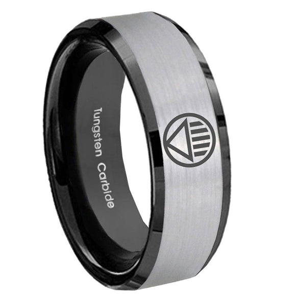 8mm Black Lantern Beveled Edge Black Silver Fashionable Rings For Men