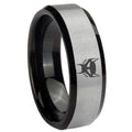 8mm Transformers Maximal Two-Tone Beveled Gray Black Tungsten Wedding Ring