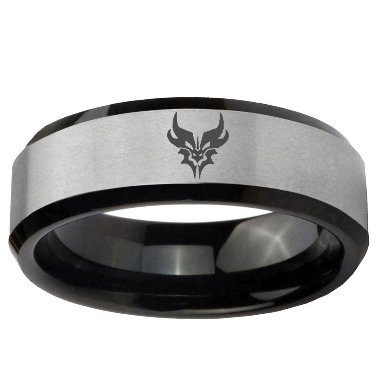5mm Transformers Shatterback Two-Tone Beveled Gray Black Tungsten Wedding Ring