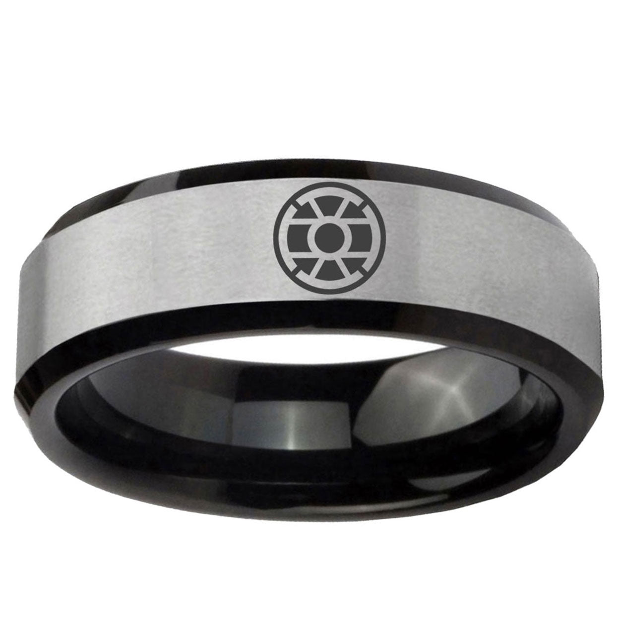 5mm Gold Lantern Two-Tone Beveled Gray Black Tungsten Wedding Ring