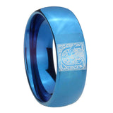 8mm-Dome-Polished-Blue-Tungsten-Floral-Initial-Letter-U,-Monogram-Mens-Ring