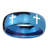 8mm-Crosses-Dome-Blue-Tungsten-Carbide-Wedding-Engraving-Ring