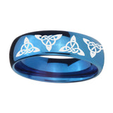 8mm-Celtic-Triangles-Dome-Blue-Tungsten-Carbide-Mens-Wedding-Band
