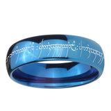 5, 8mm Lord Of The Rings Dome Blue Mens Wedding Bands Engraved