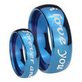 8MM I Love You Forever and ever Dome Blue Tungsten Promise Ring