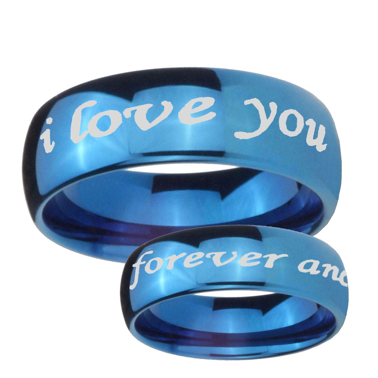 5MMI Love You Forever and ever Dome Blue Tungsten Promise Ring