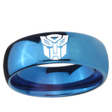 5, 8mm Transformers Autobot Dome Blue Tungsten Ring
