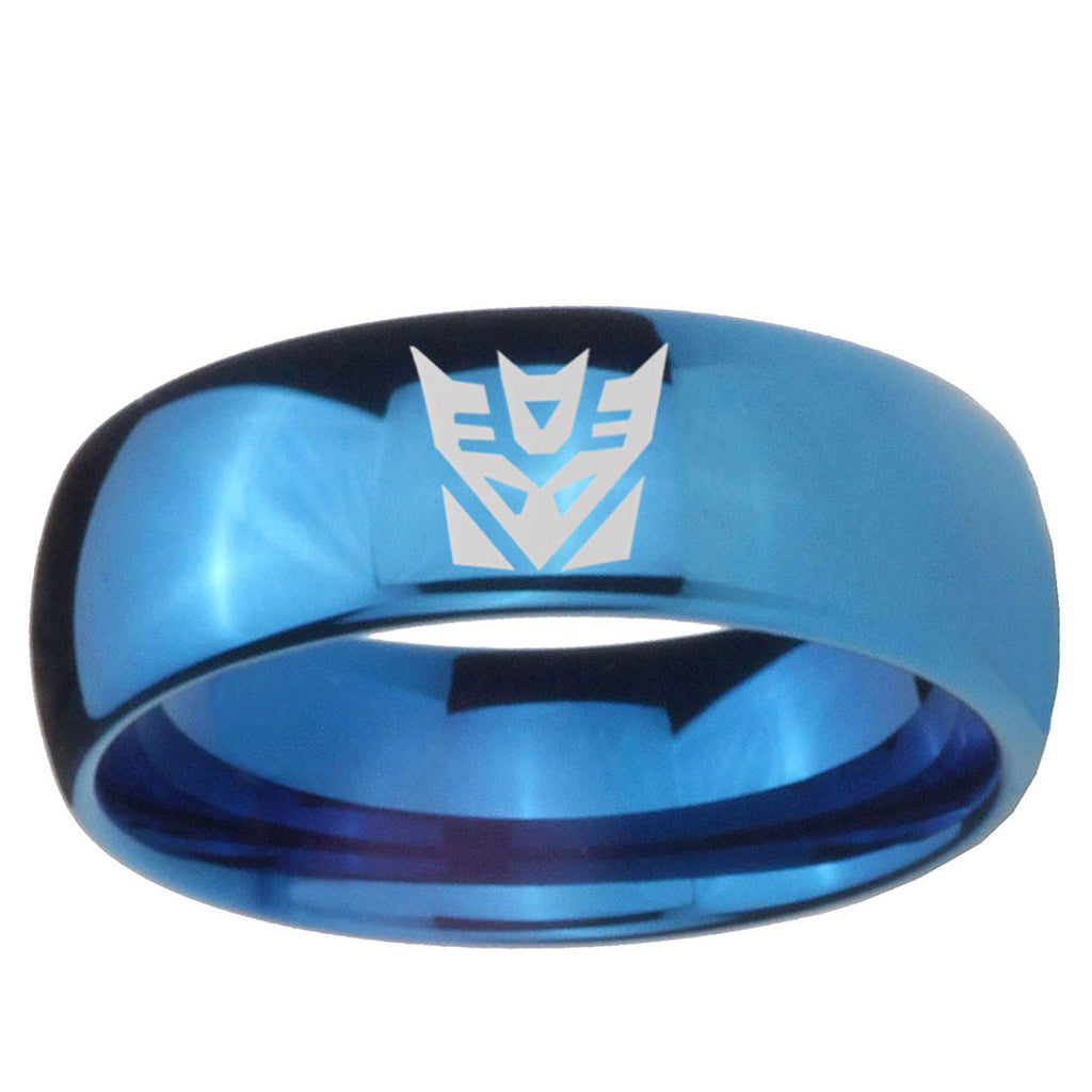5MMDecepticon Transformers Dome Blue Tungsten Ring