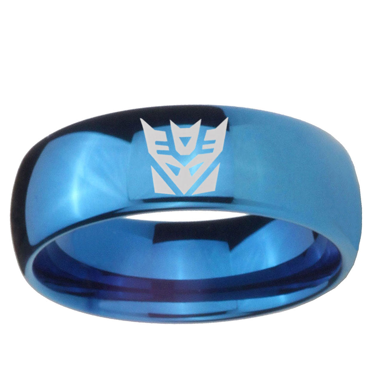 5MMDecepticon Transformers Dome Blue Tungsten Ring