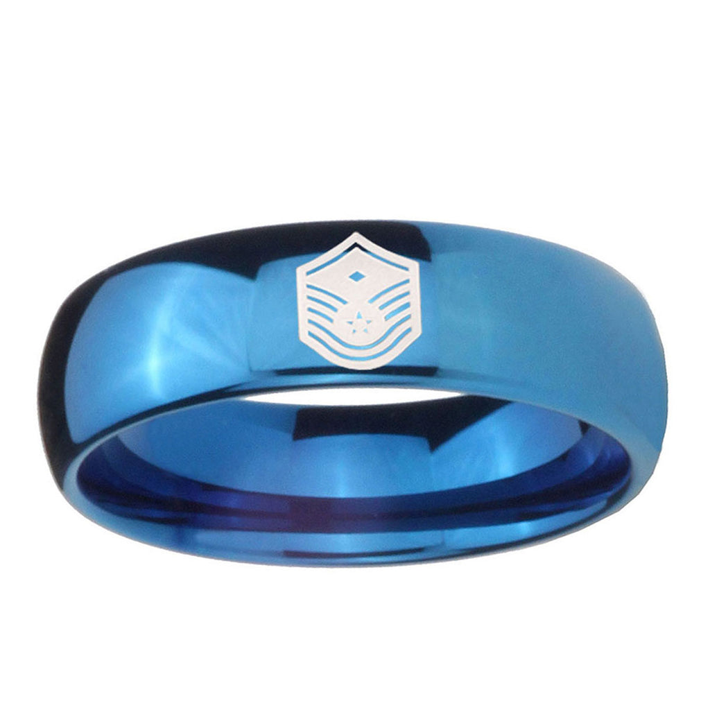 5MMChief Master Sergeant Vector Dome Blue Tungsten Ring