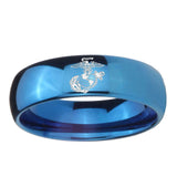 5, 8mm Marine Dome Blue Tungsten Ring